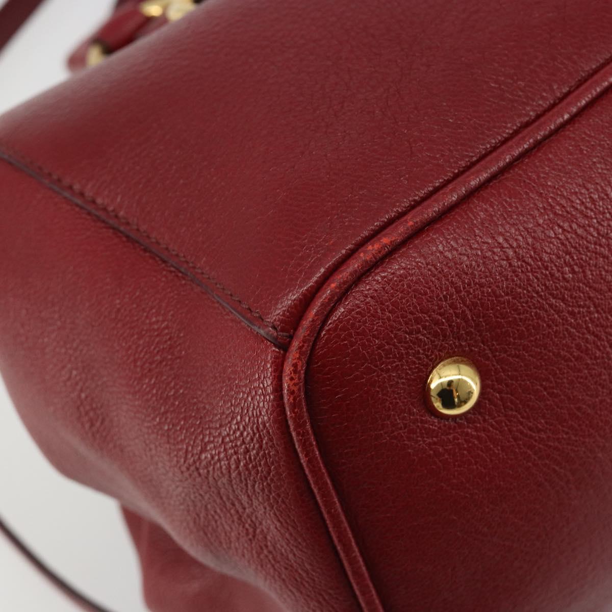 Miu Miu Hand Bag Leather 2way Red Gold Tone Auth 192802A