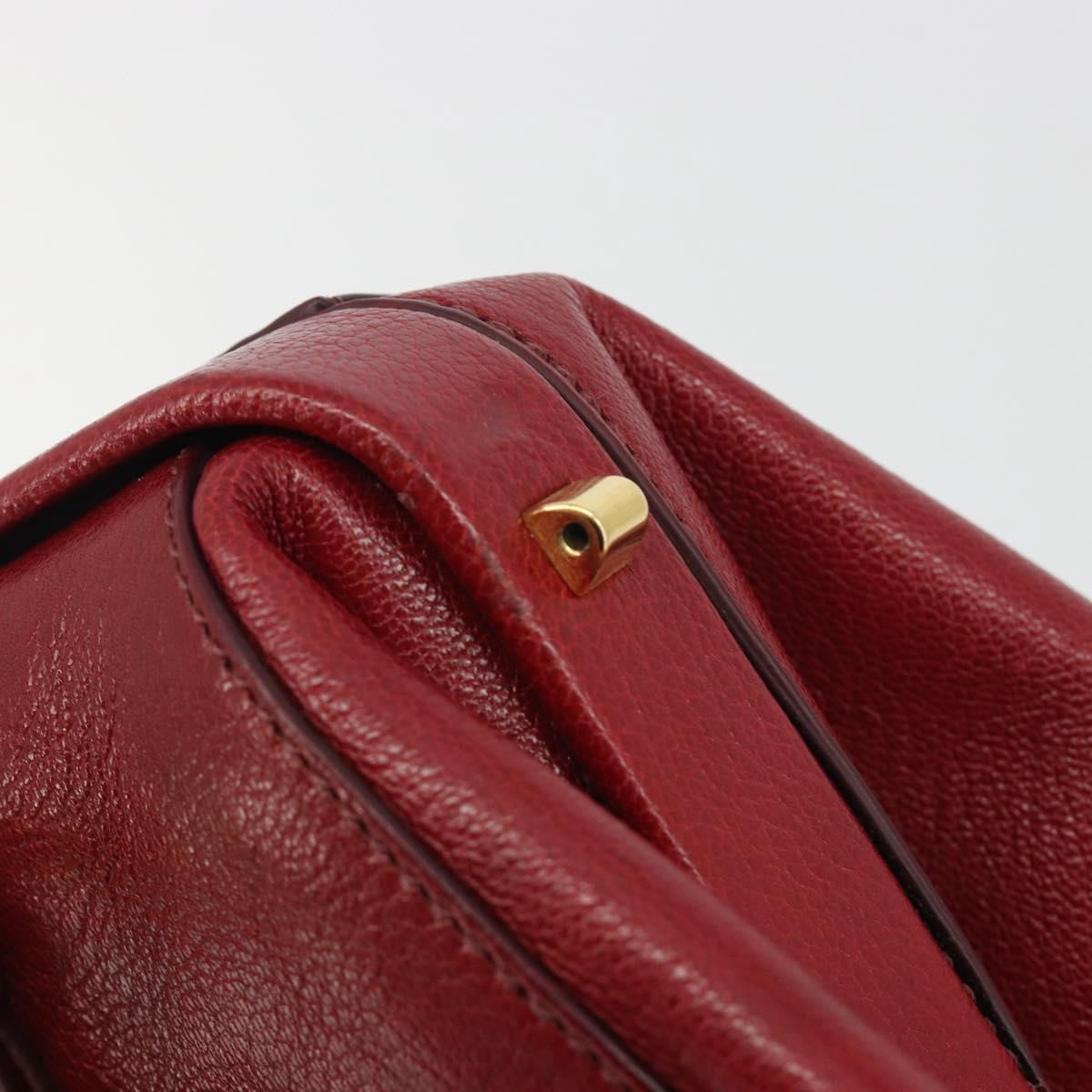 Miu Miu Hand Bag Leather 2way Red Gold Tone Auth 192802A