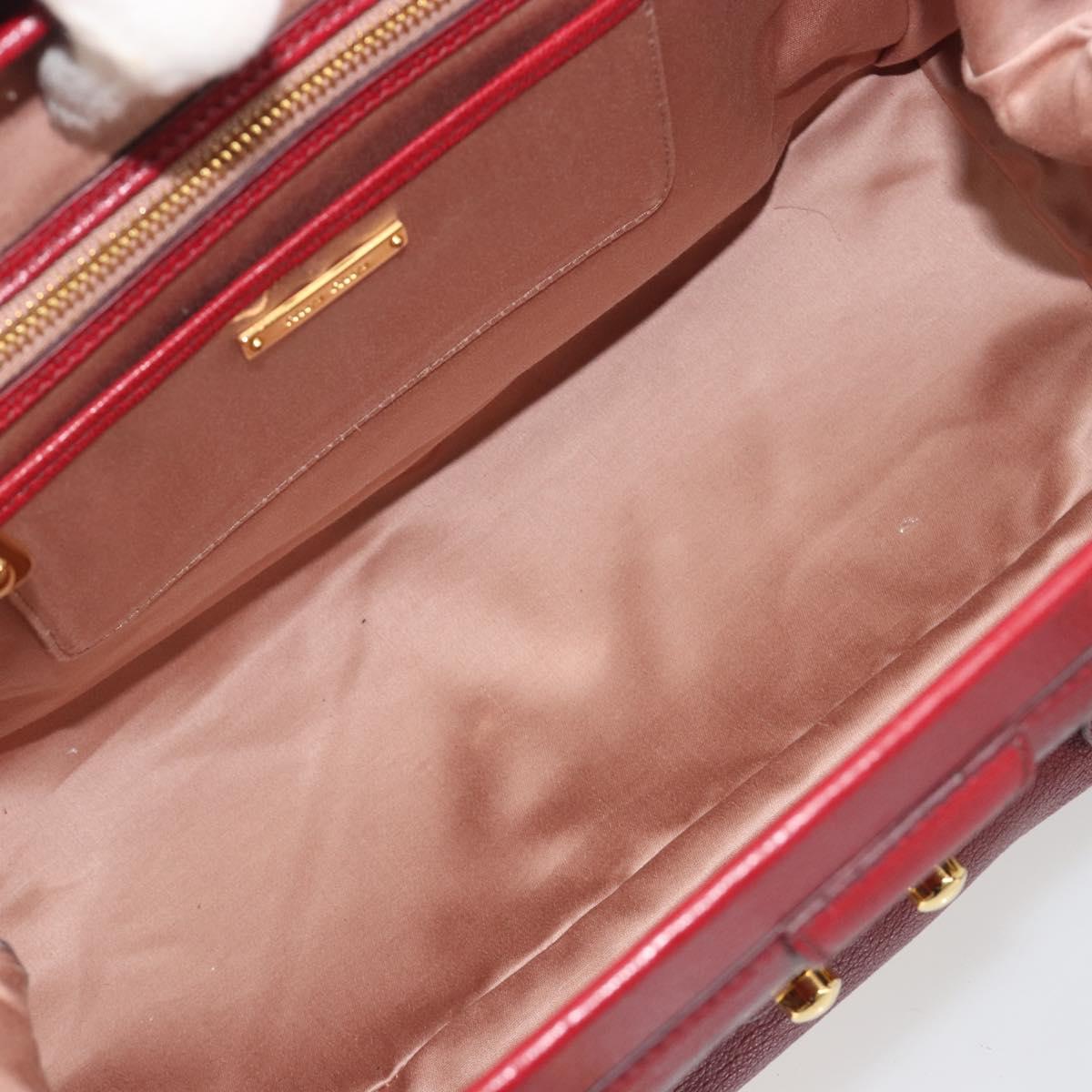 Miu Miu Hand Bag Leather 2way Red Gold Tone Auth 192802A