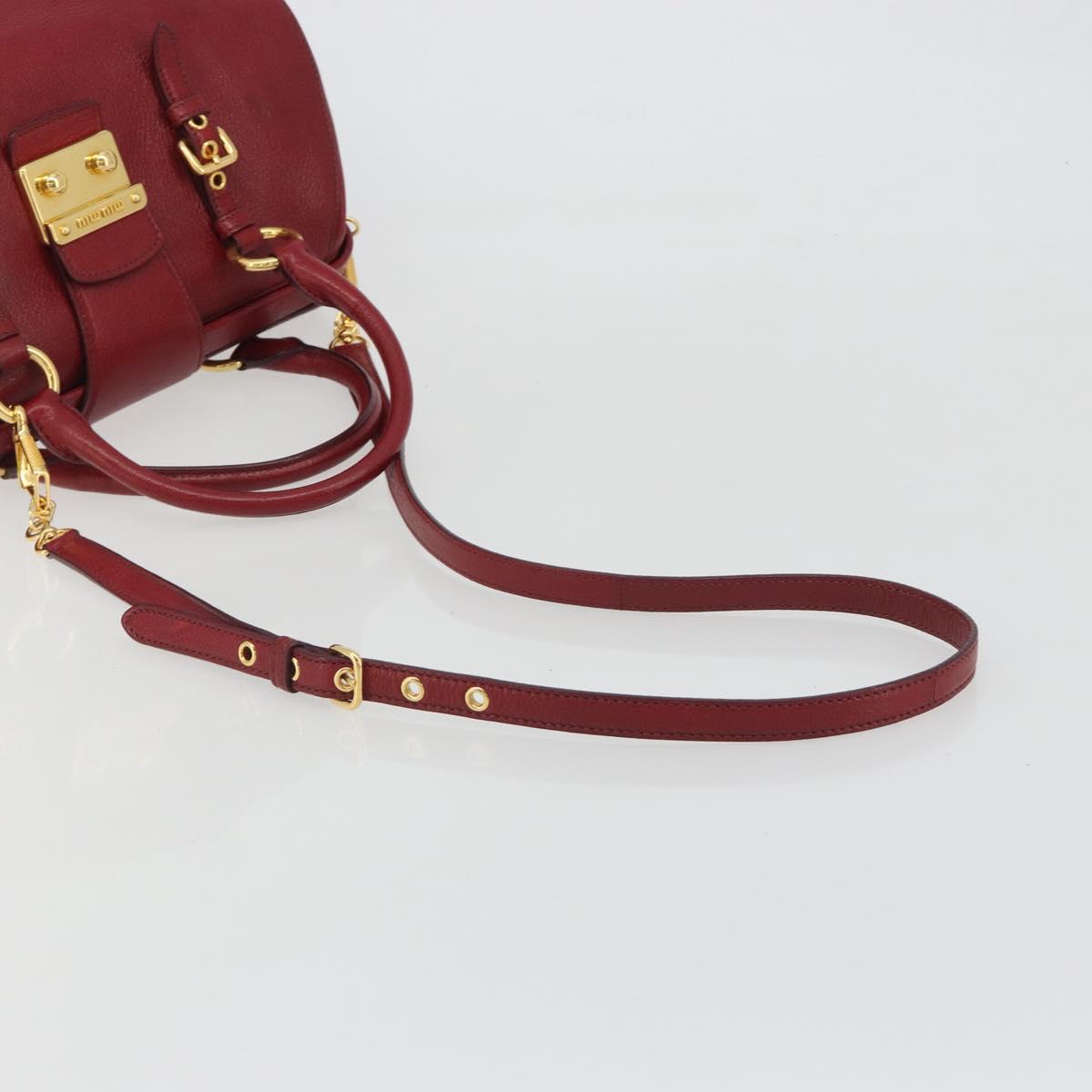 Miu Miu Hand Bag Leather 2way Red Gold Tone Auth 192802A