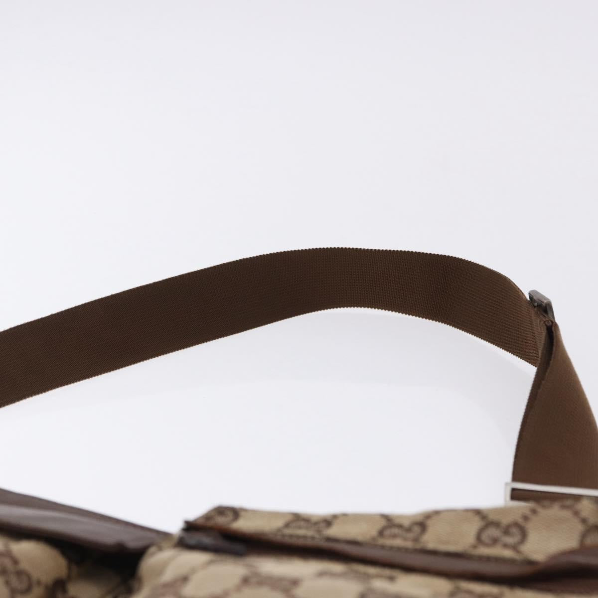 GUCCI GG Canvas Waist Bag Beige Silver 28566 Auth 192803