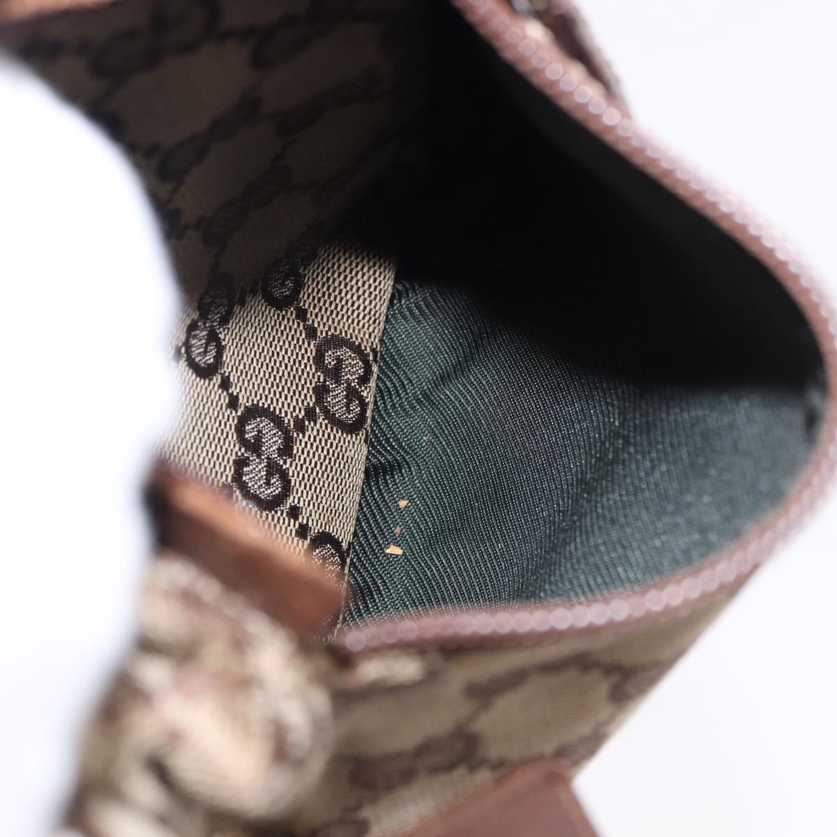 GUCCI GG Canvas Waist Bag Beige Silver 28566 Auth 192803