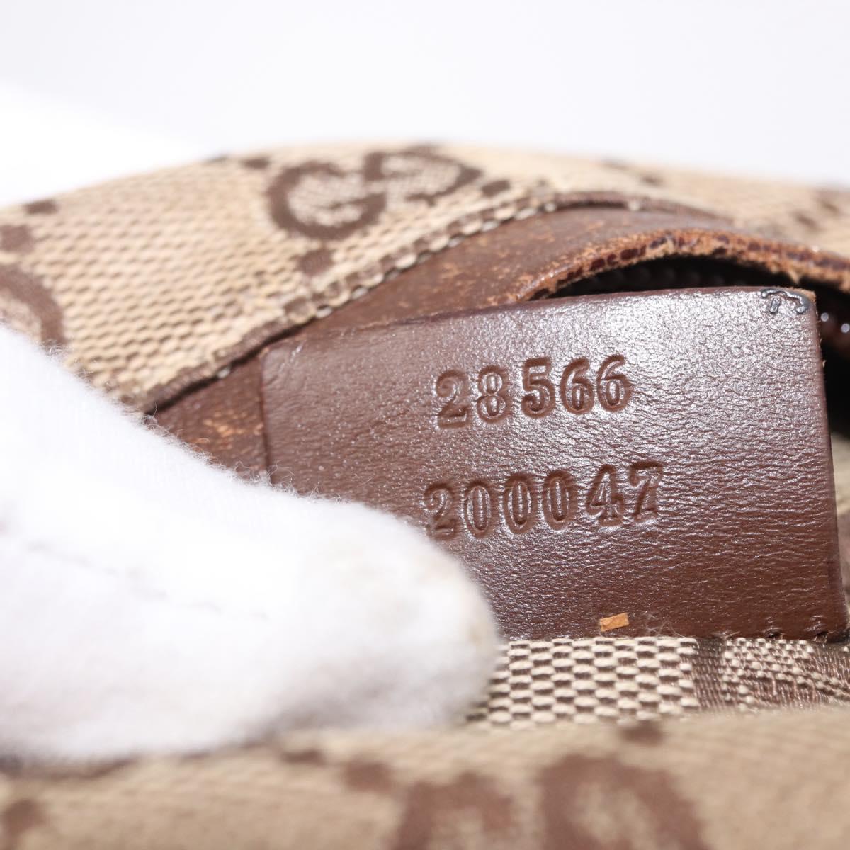 GUCCI GG Canvas Waist Bag Beige Silver 28566 Auth 192803