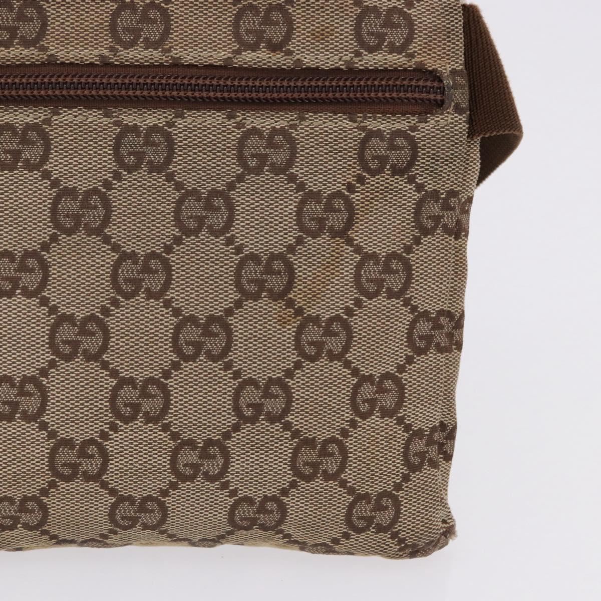 GUCCI GG Canvas Waist Bag Beige Silver 28566 Auth 192803