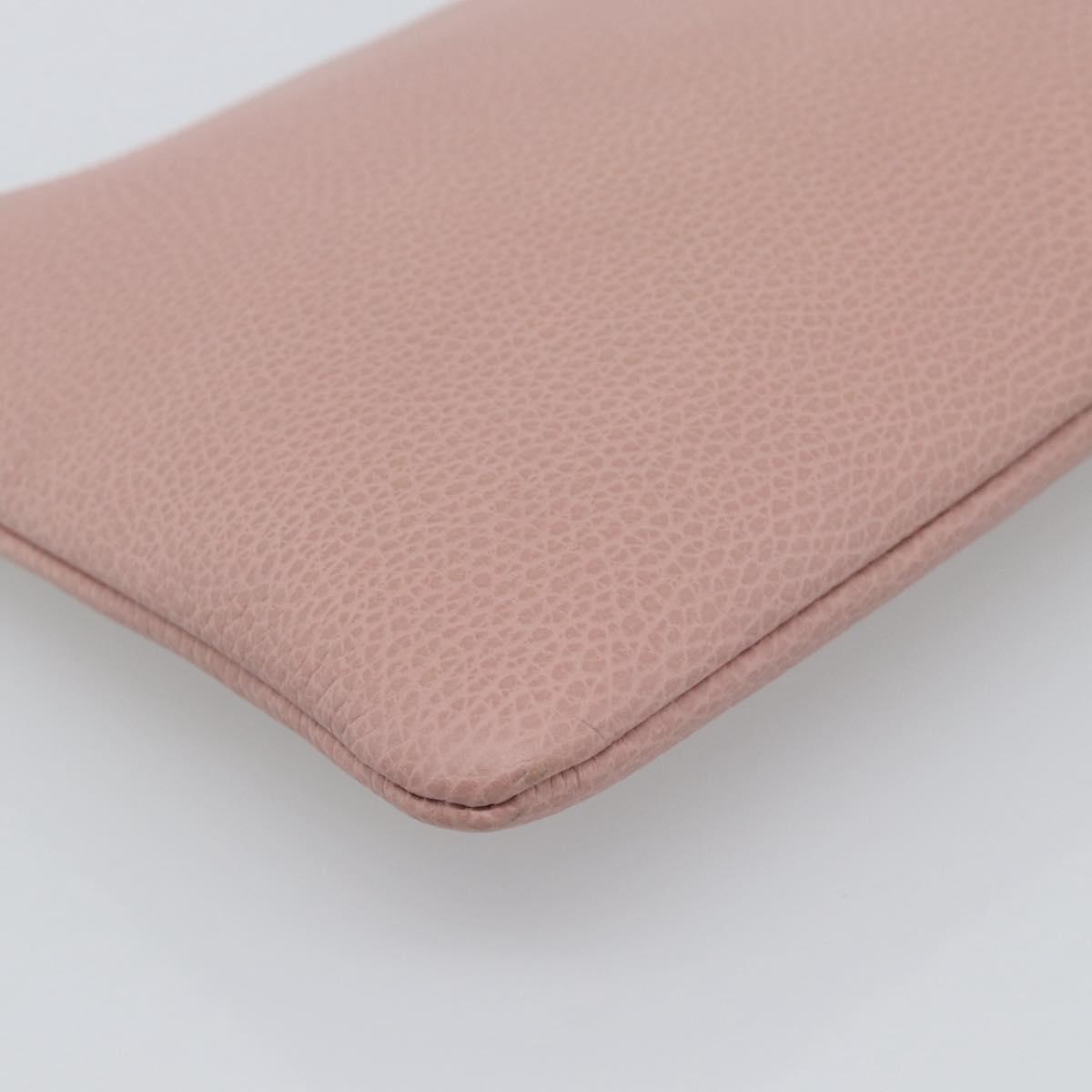GUCCI Bamboo Clutch Bag Leather Outlet Pink Gold Tone 449653 Auth 192804A