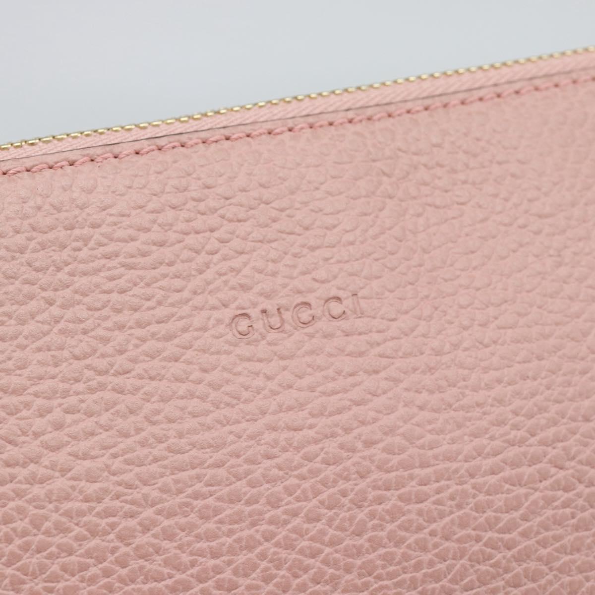 GUCCI Bamboo Clutch Bag Leather Outlet Pink Gold Tone 449653 Auth 192804A