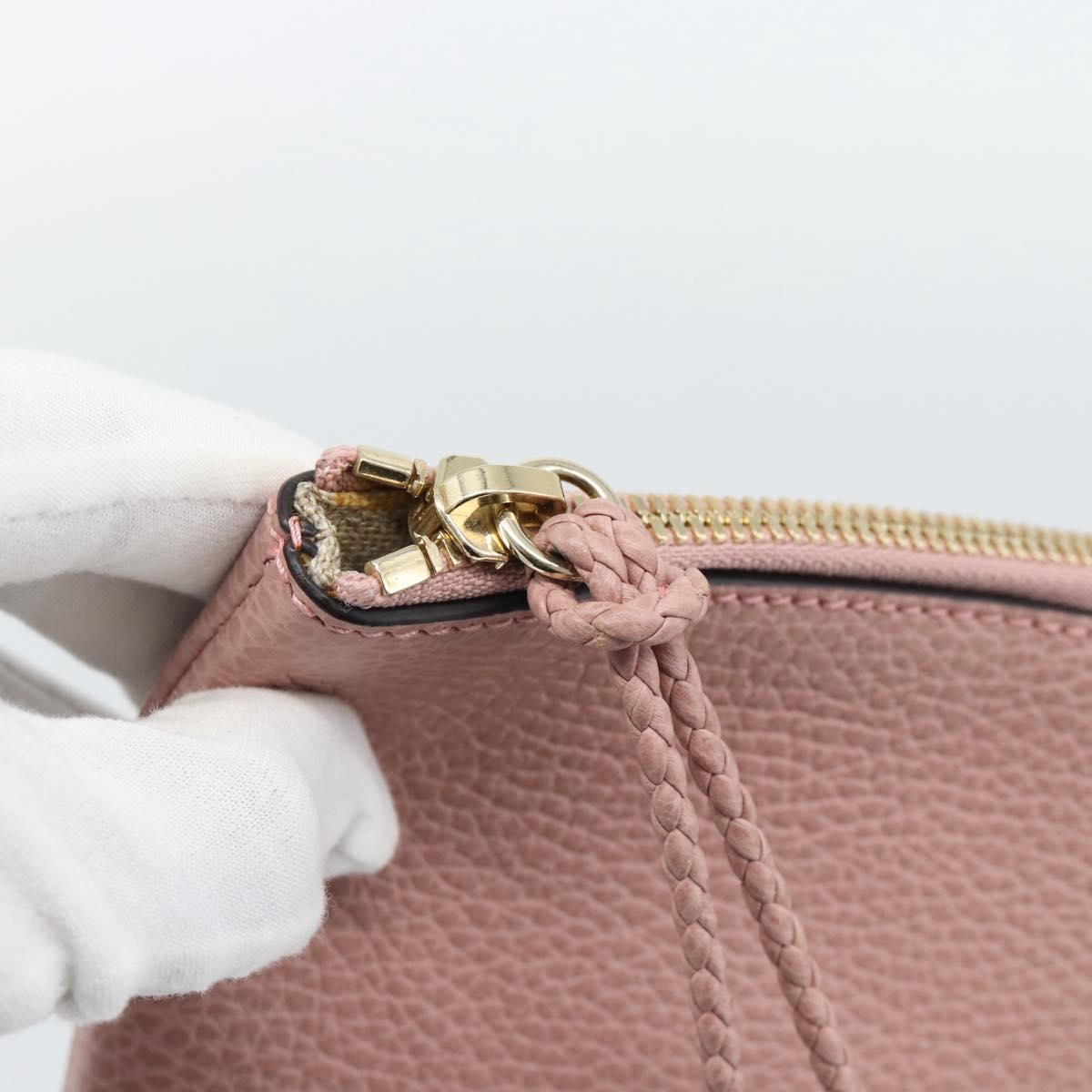 GUCCI Bamboo Clutch Bag Leather Outlet Pink Gold Tone 449653 Auth 192804A