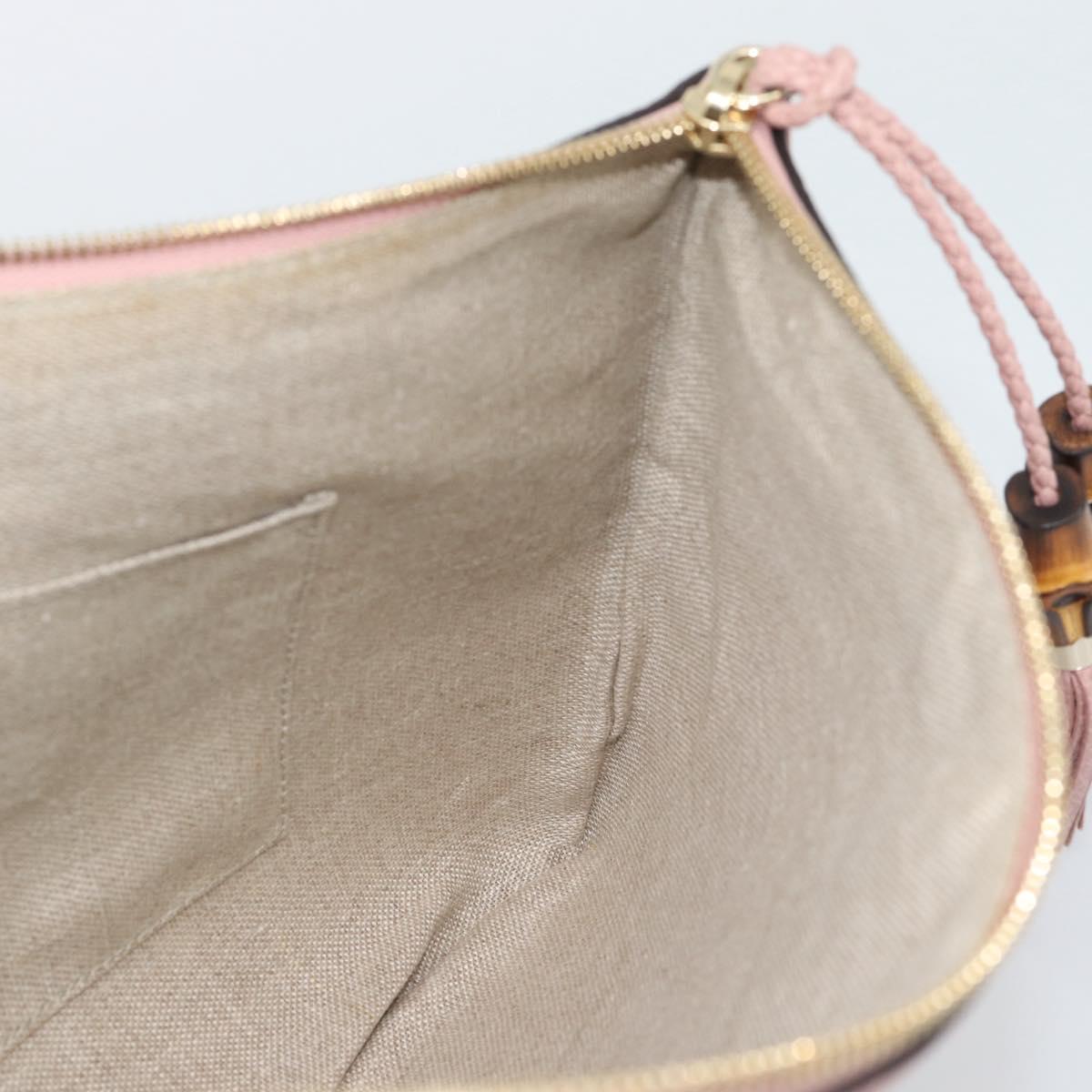 GUCCI Bamboo Clutch Bag Leather Outlet Pink Gold Tone 449653 Auth 192804A