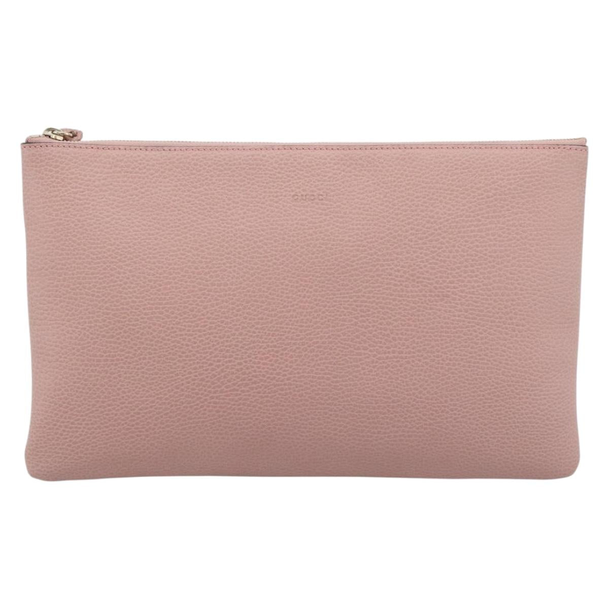 GUCCI Bamboo Clutch Bag Leather Outlet Pink Gold Tone 449653 Auth 192804A
