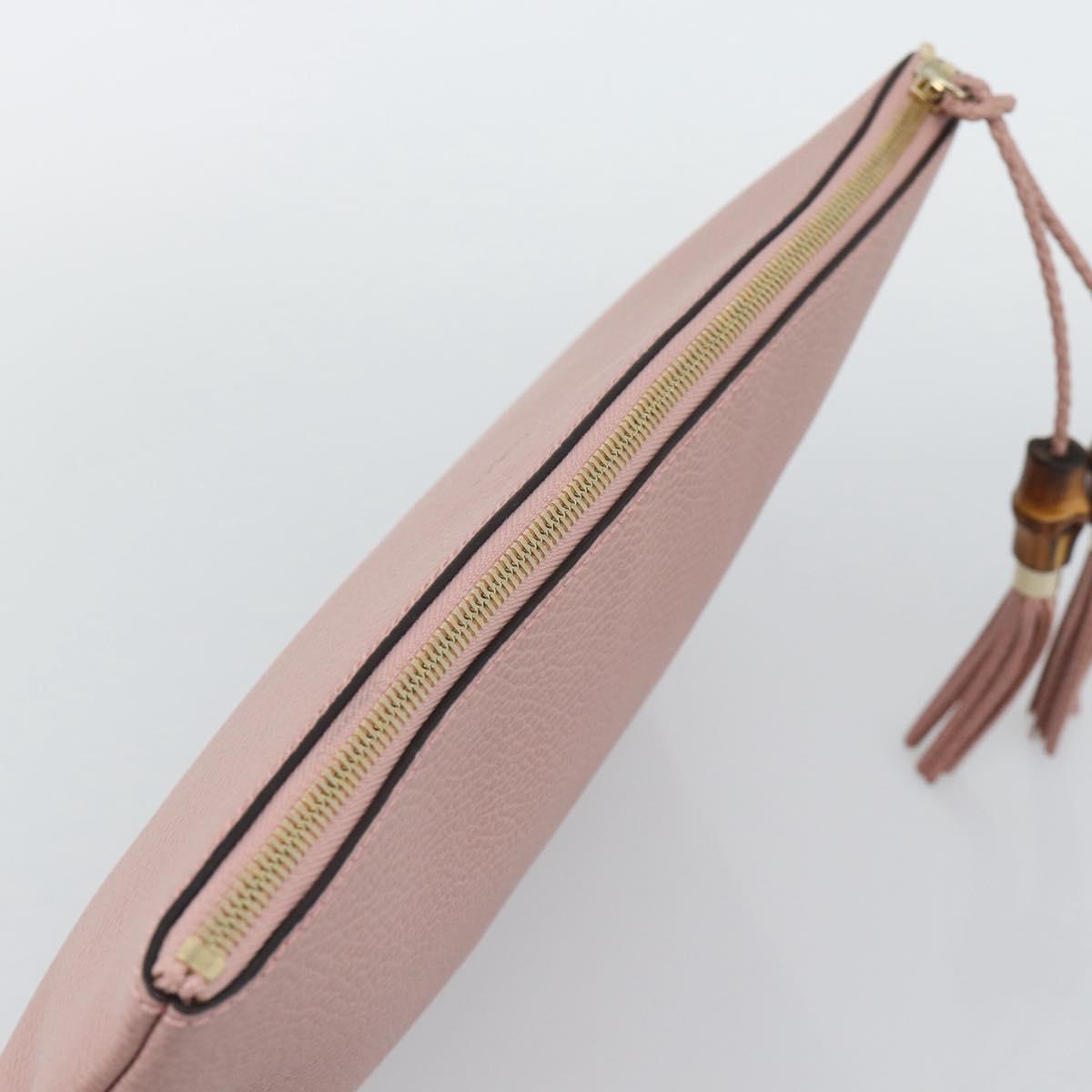 GUCCI Bamboo Clutch Bag Leather Outlet Pink Gold Tone 449653 Auth 192804A