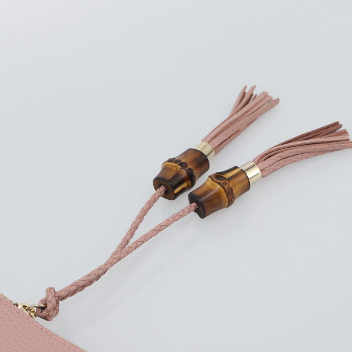 GUCCI Bamboo Clutch Bag Leather Outlet Pink Gold Tone 449653 Auth 192804A