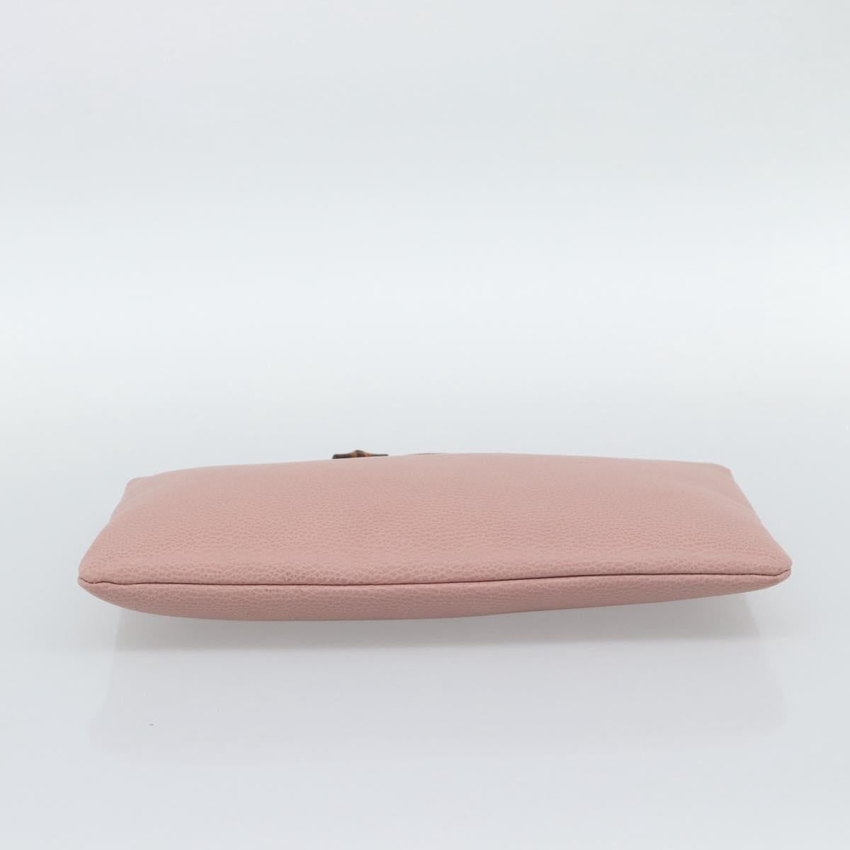 GUCCI Bamboo Clutch Bag Leather Outlet Pink Gold Tone 449653 Auth 192804A