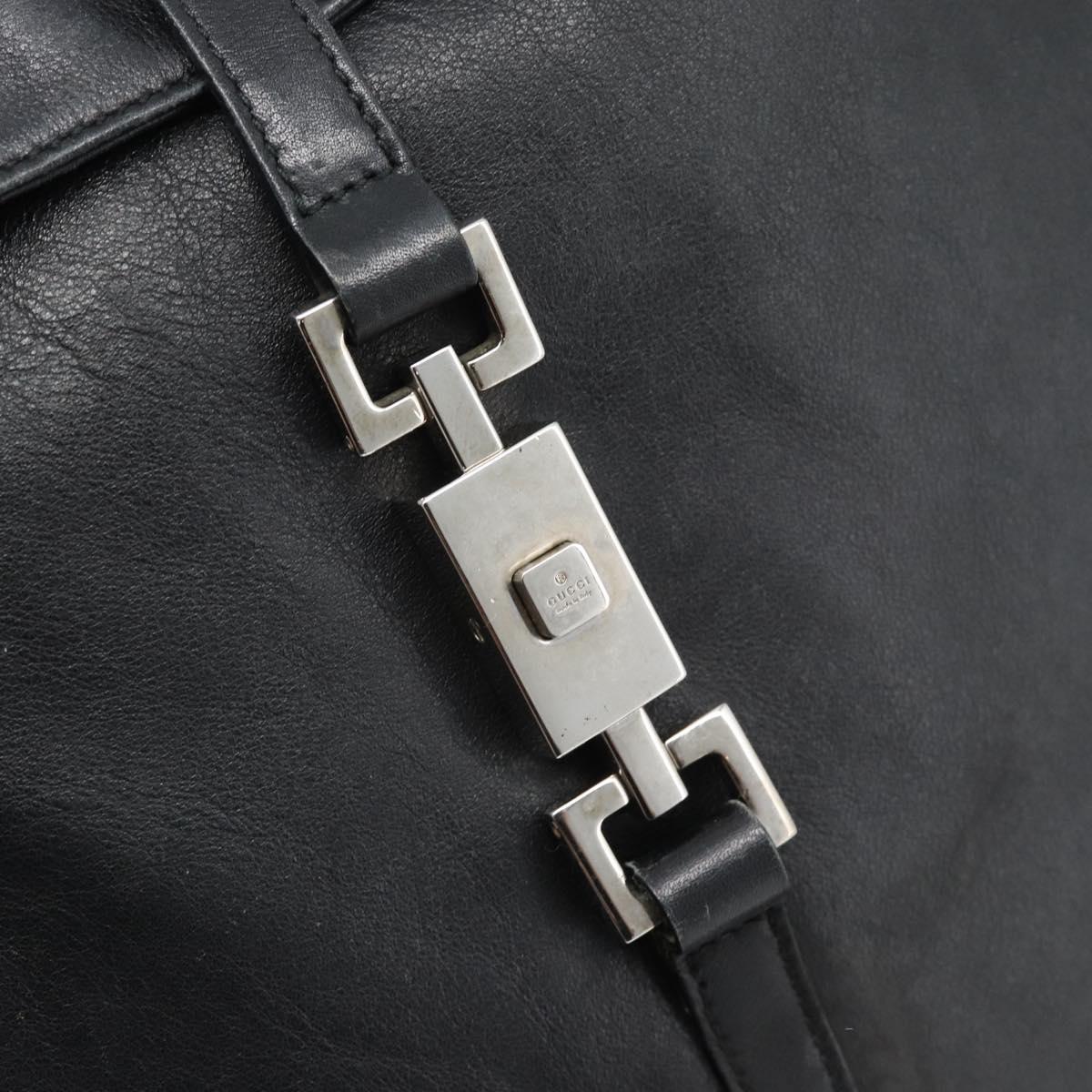 GUCCI Jackie Shoulder Bag Leather Black Silver 001.3355 Auth 192805