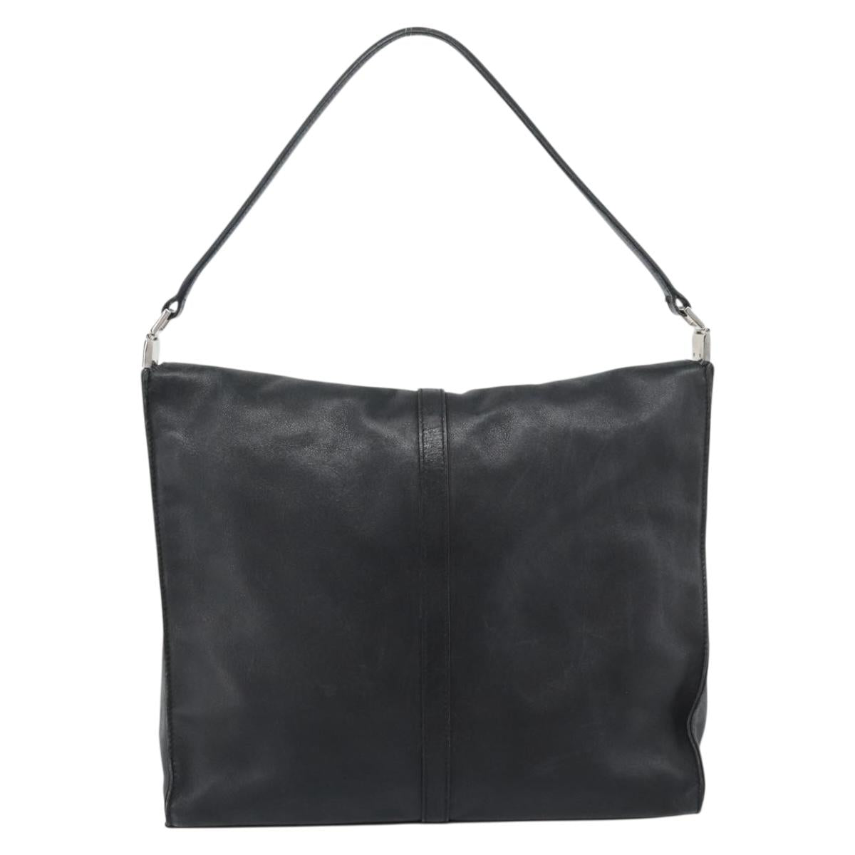 GUCCI Jackie Shoulder Bag Leather Black Silver 001.3355 Auth 192805