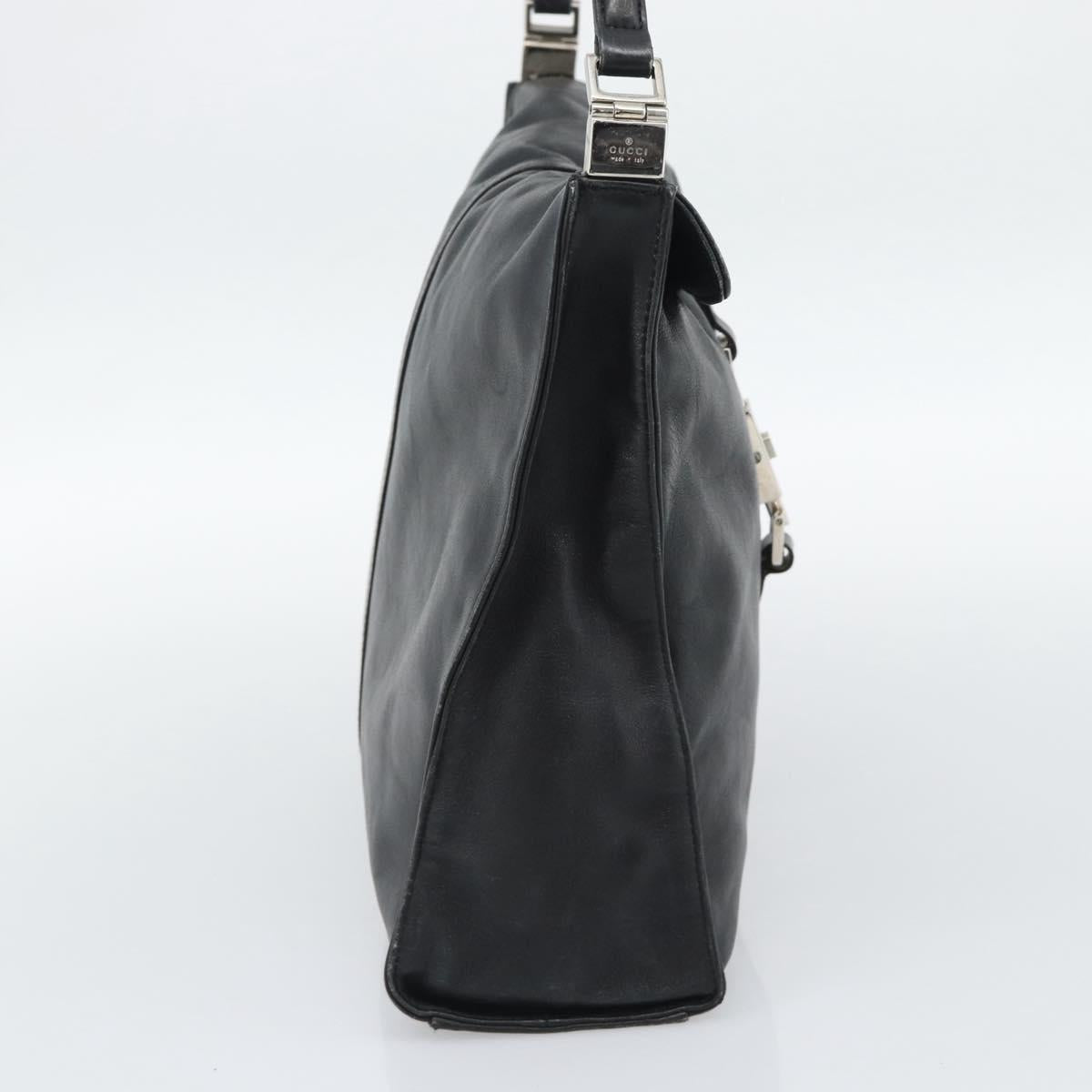 GUCCI Jackie Shoulder Bag Leather Black Silver 001.3355 Auth 192805