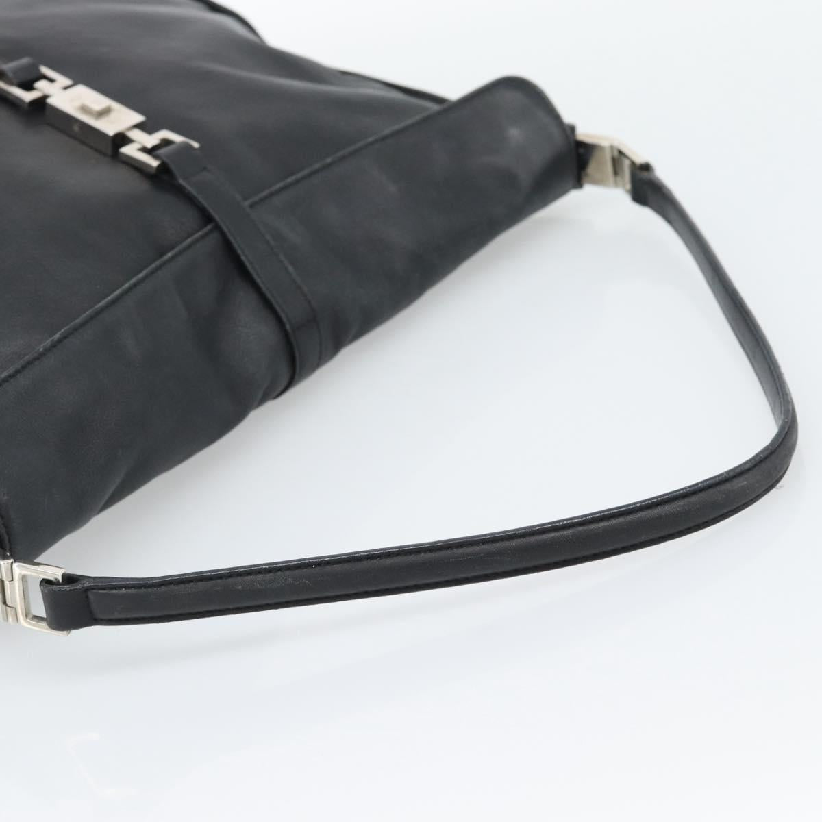 GUCCI Jackie Shoulder Bag Leather Black Silver 001.3355 Auth 192805