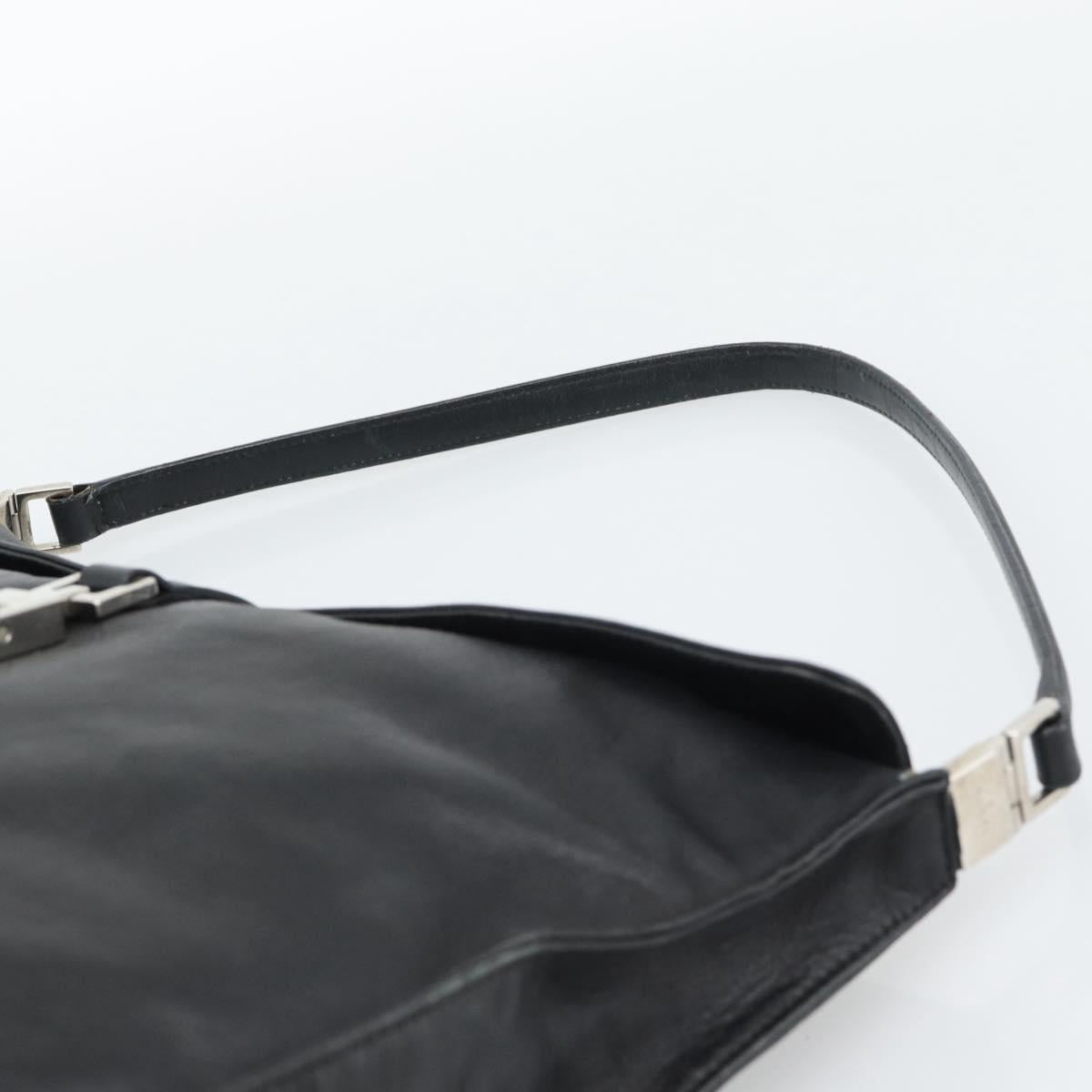 GUCCI Jackie Shoulder Bag Leather Black Silver 001.3355 Auth 192805