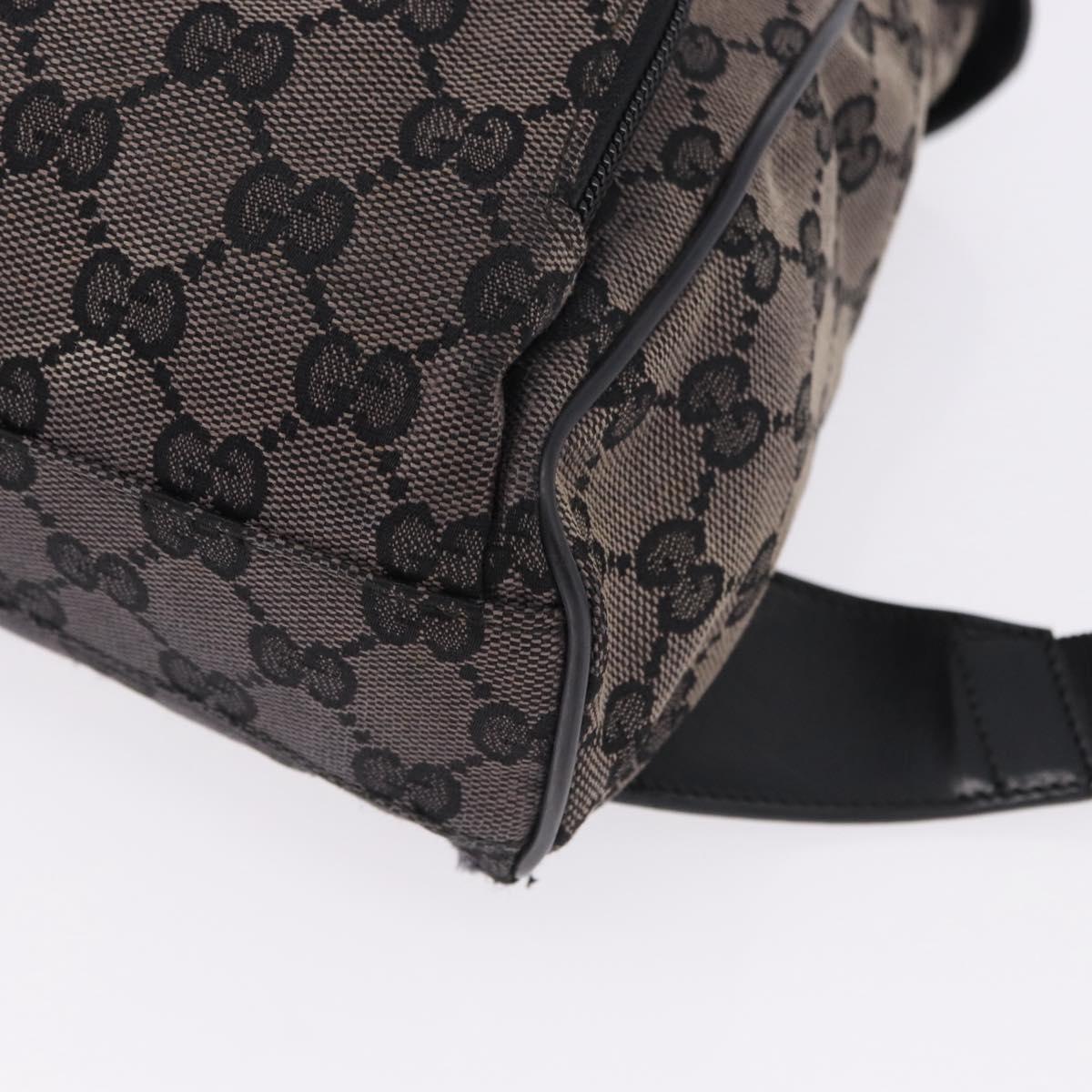 GUCCI GG Canvas Backpack Black Silver 019.0352 Auth 192806