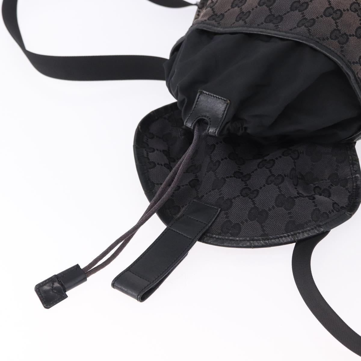 GUCCI GG Canvas Backpack Black Silver 019.0352 Auth 192806