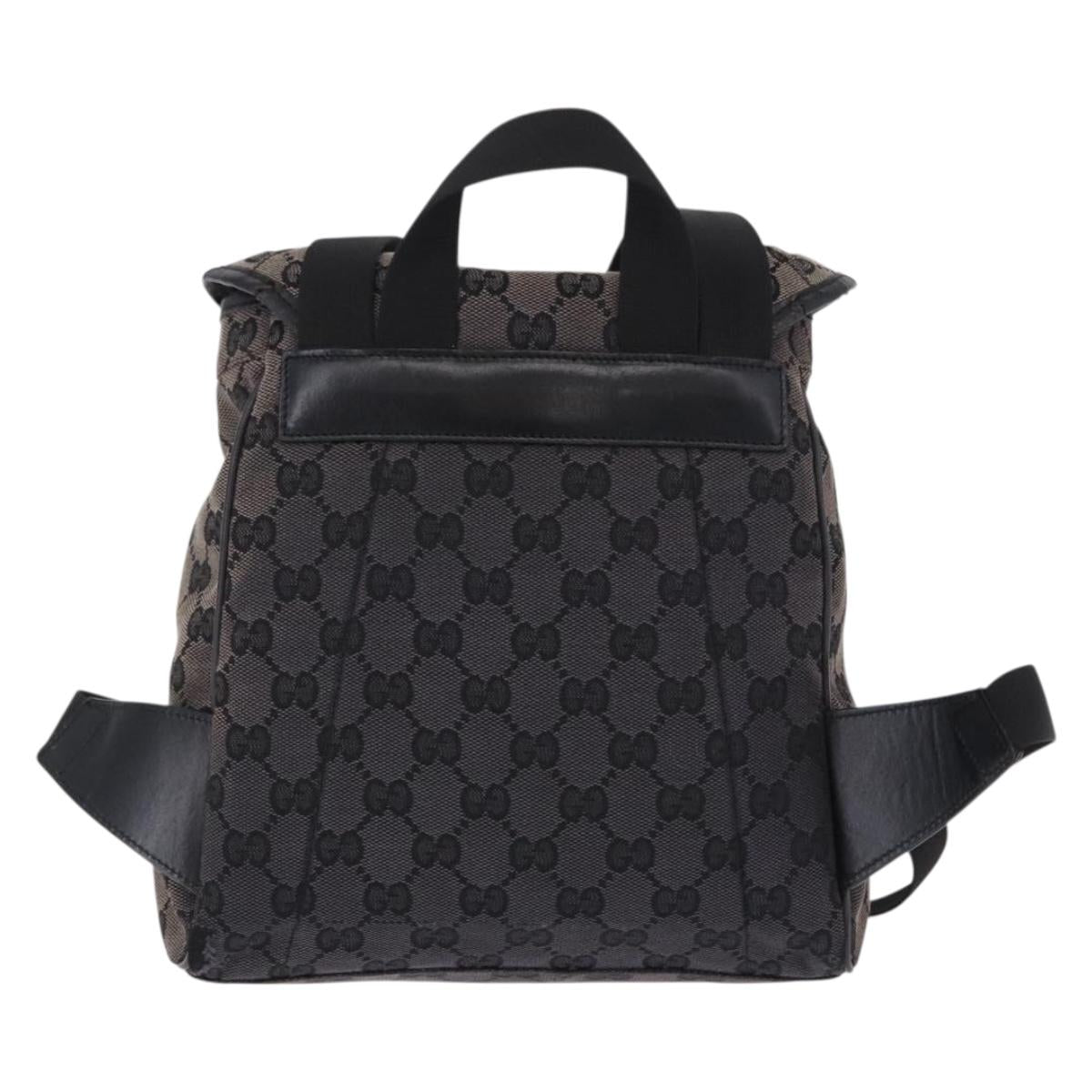 GUCCI GG Canvas Backpack Black Silver 019.0352 Auth 192806