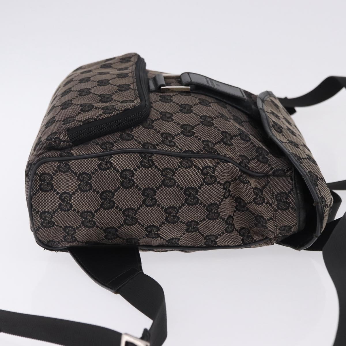 GUCCI GG Canvas Backpack Black Silver 019.0352 Auth 192806