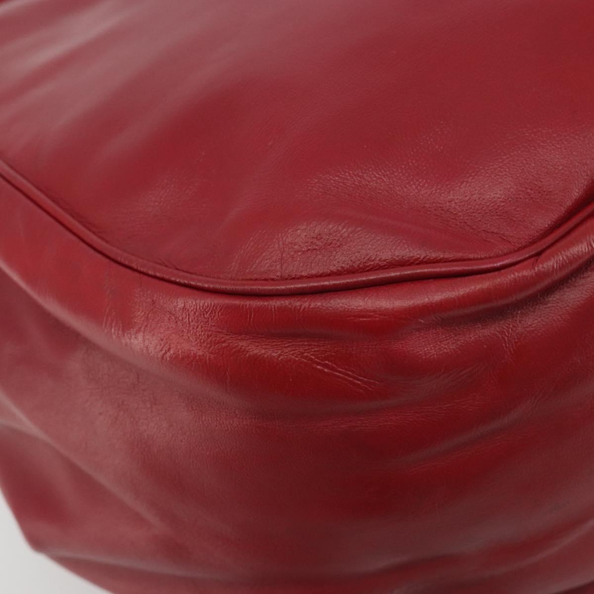 LOEWE Shoulder Bag Leather Red Gold Tone Auth 192808A