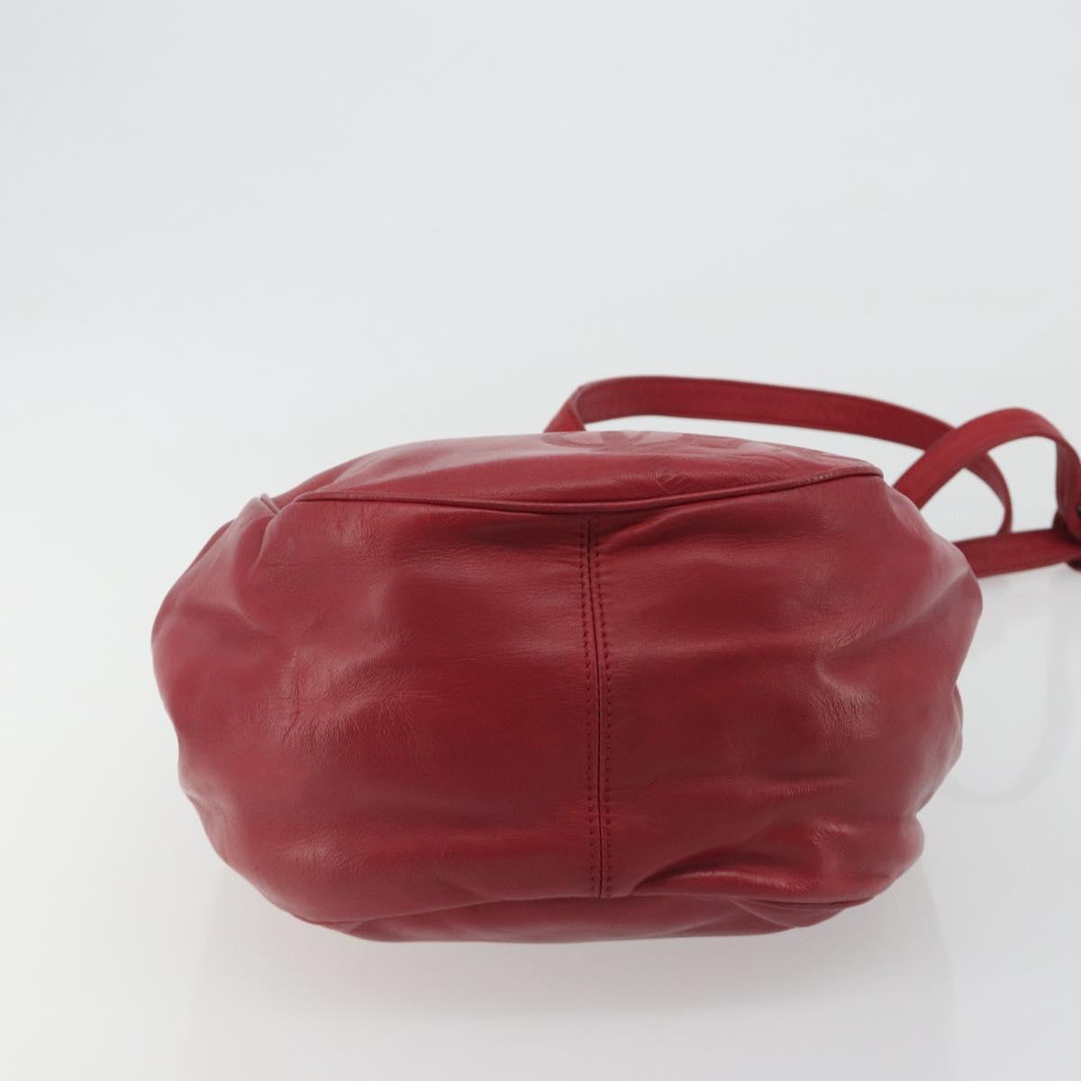 LOEWE Shoulder Bag Leather Red Gold Tone Auth 192808A