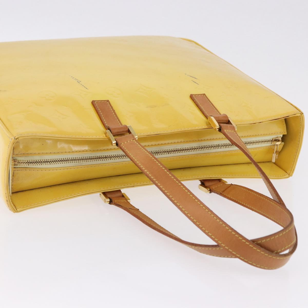 LOUIS VUITTON Monogram Vernis Columbus Tote Bag Lime Yellow M91047 Auth 192809