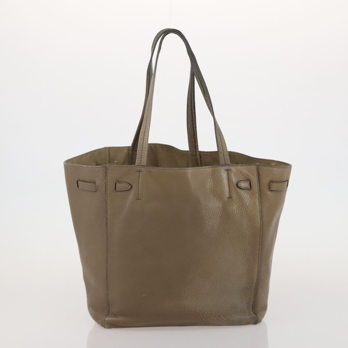 CELINE Tote Bag Leather Canvas 2 Set Beige Blue Auth 192810