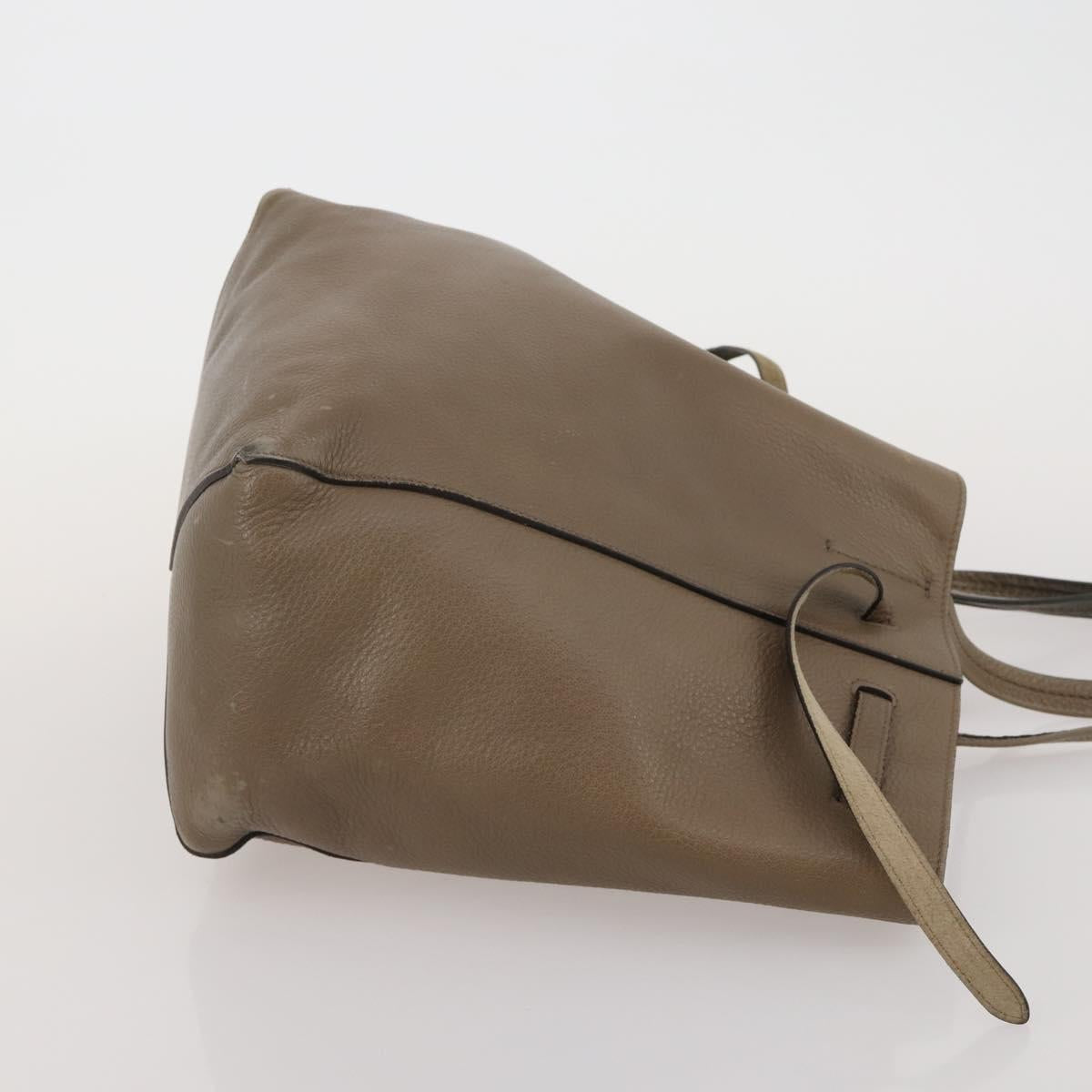 CELINE Tote Bag Leather Canvas 2 Set Beige Blue Auth 192810