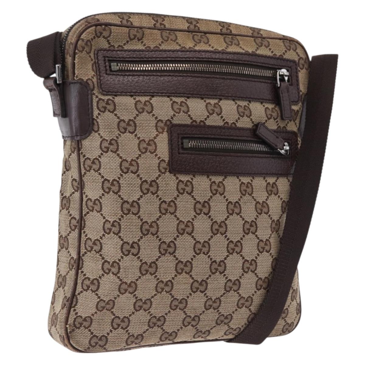 GUCCI GG Canvas Shoulder Bag Beige Silver 92551 Auth 192812