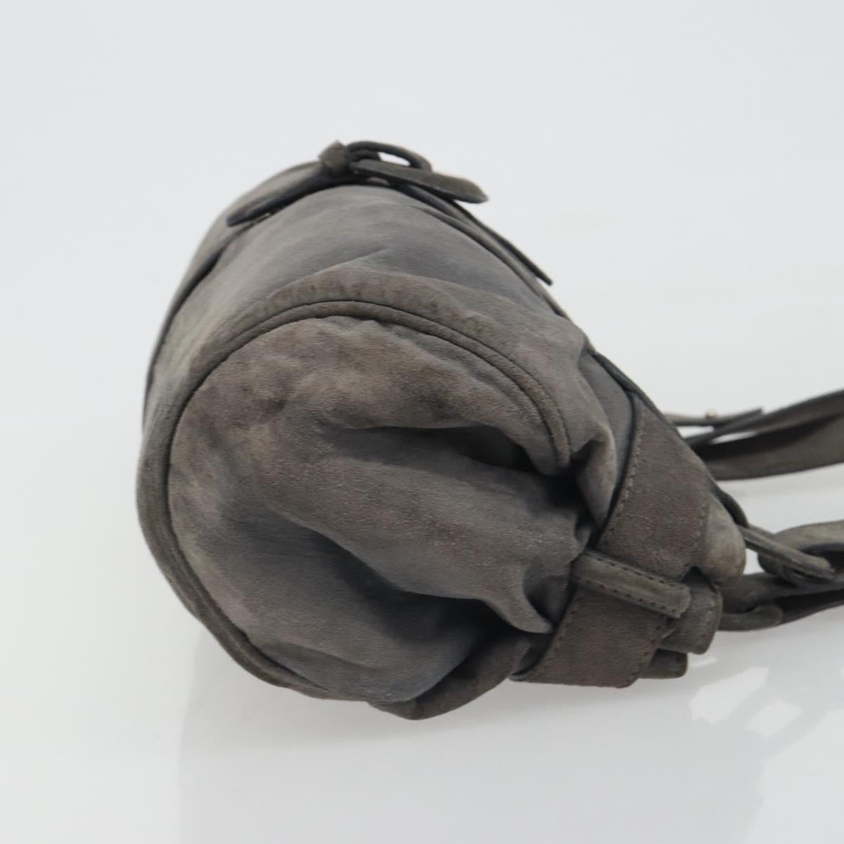 LOEWE Tote Bag Suede Gray Silver Auth 192813