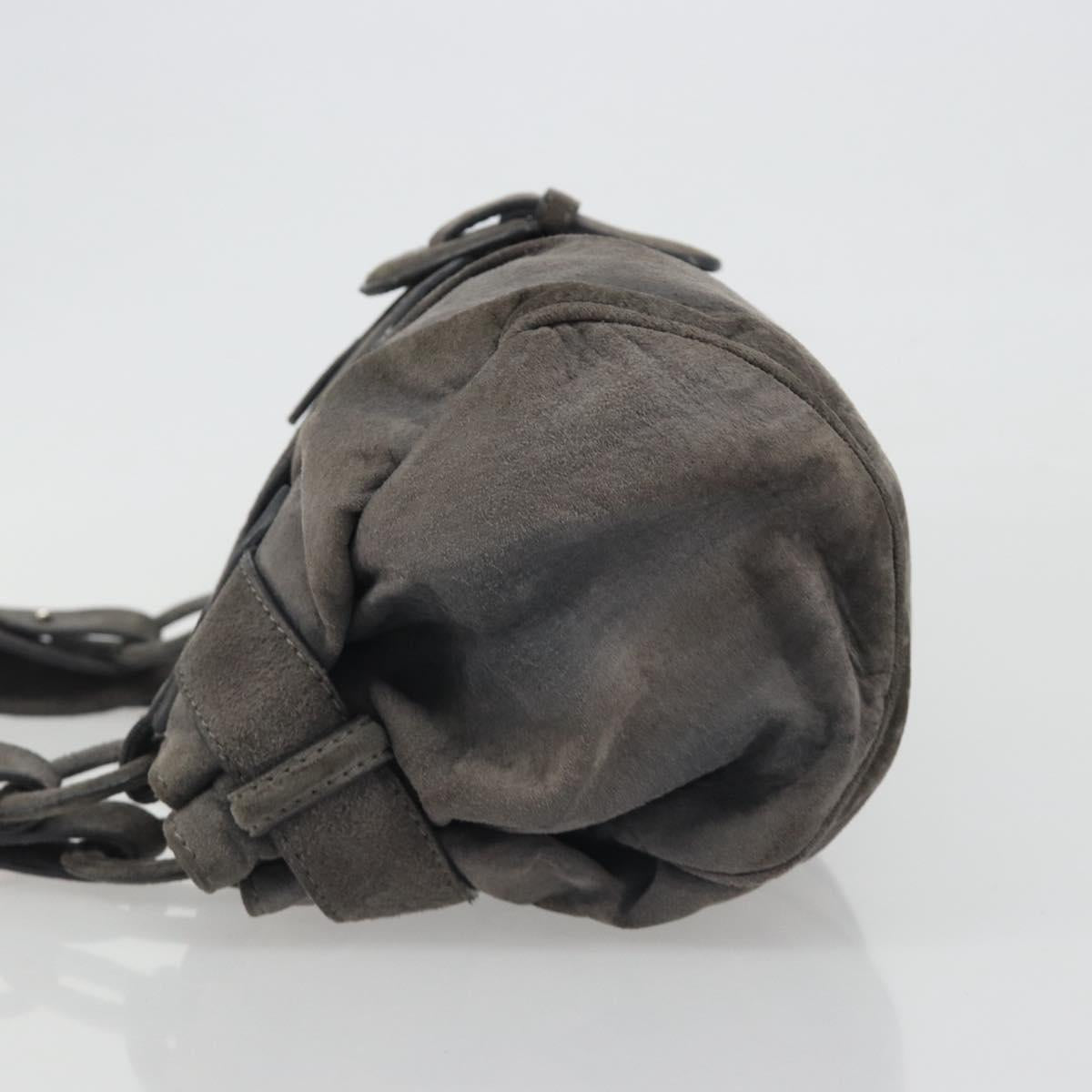 LOEWE Tote Bag Suede Gray Silver Auth 192813