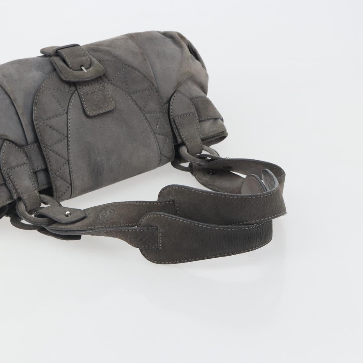 LOEWE Tote Bag Suede Gray Silver Auth 192813