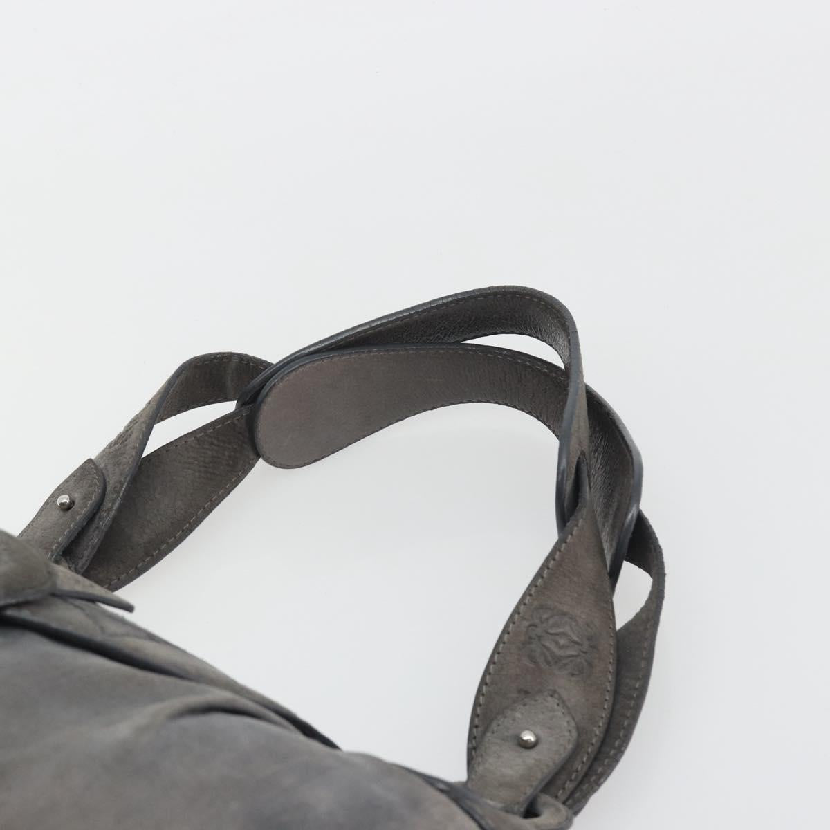 LOEWE Tote Bag Suede Gray Silver Auth 192813