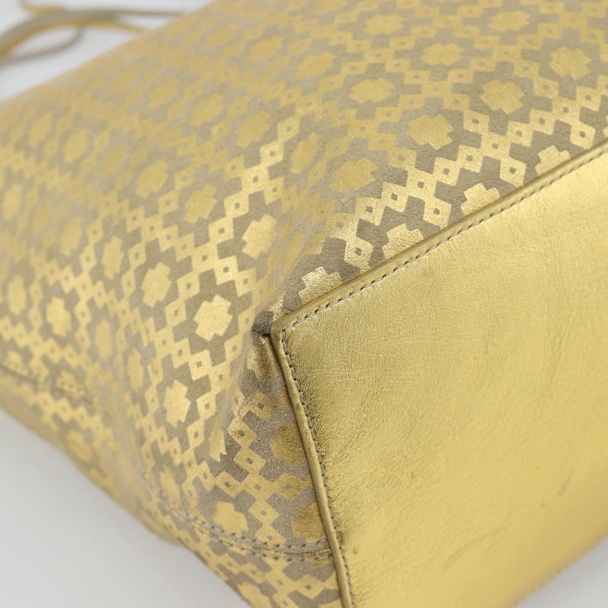 CELINE Tote Bag Suede Gold Auth 192815A