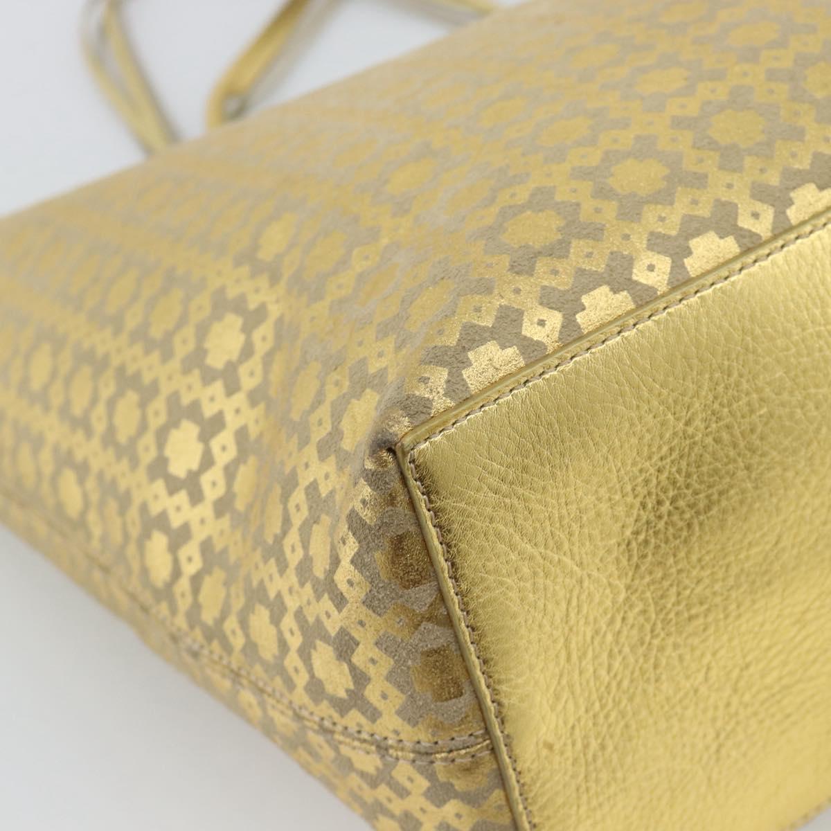 CELINE Tote Bag Suede Gold Auth 192815A