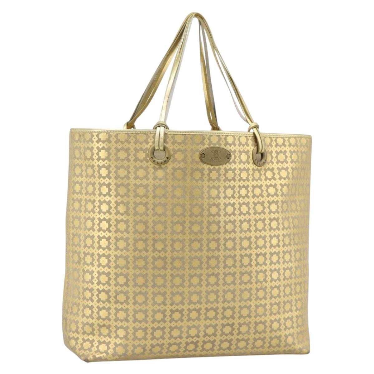 CELINE Tote Bag Suede Gold Auth 192815A