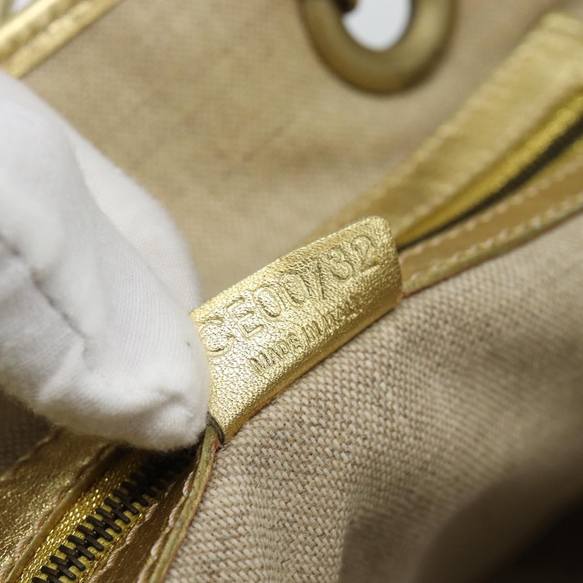CELINE Tote Bag Suede Gold Auth 192815A
