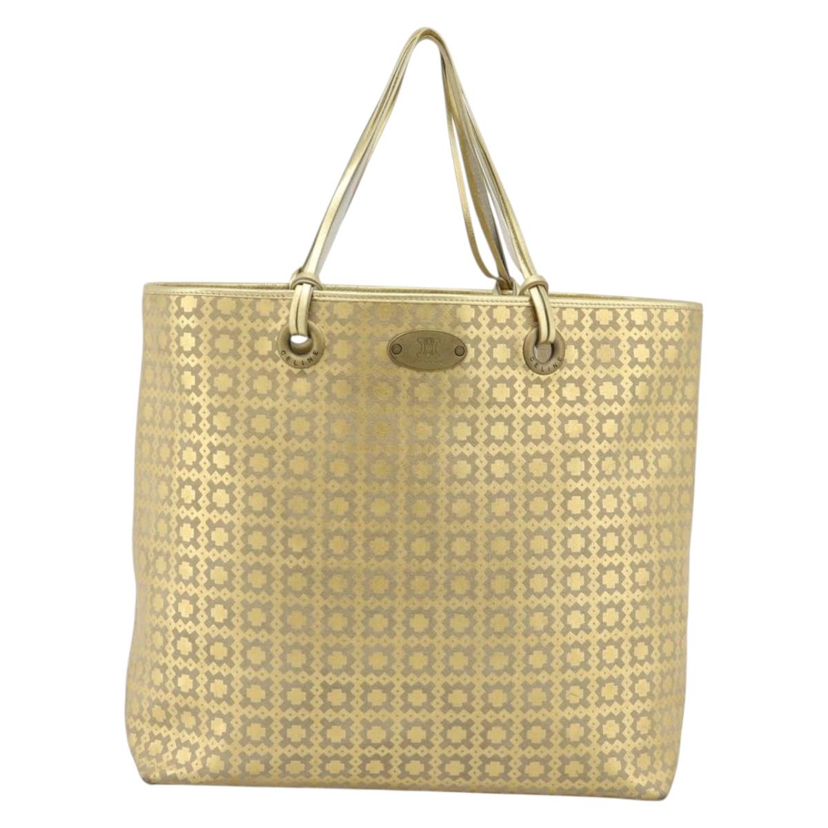CELINE Tote Bag Suede Gold Auth 192815A
