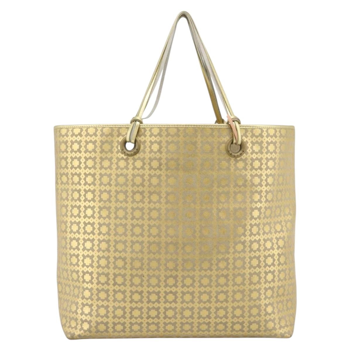 CELINE Tote Bag Suede Gold Auth 192815A
