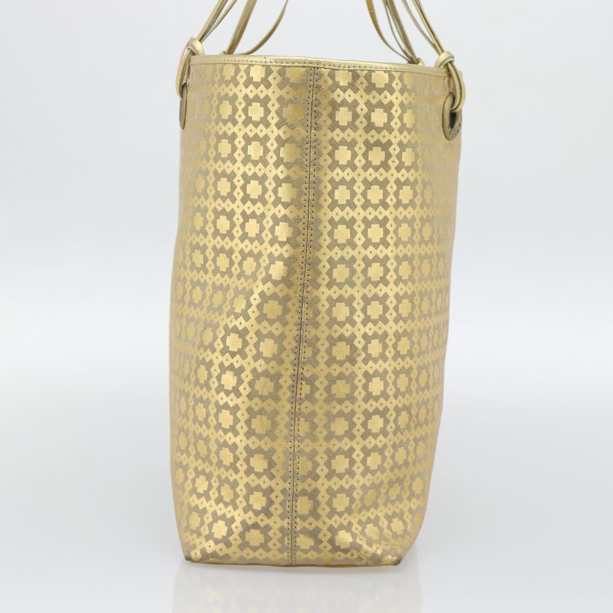 CELINE Tote Bag Suede Gold Auth 192815A