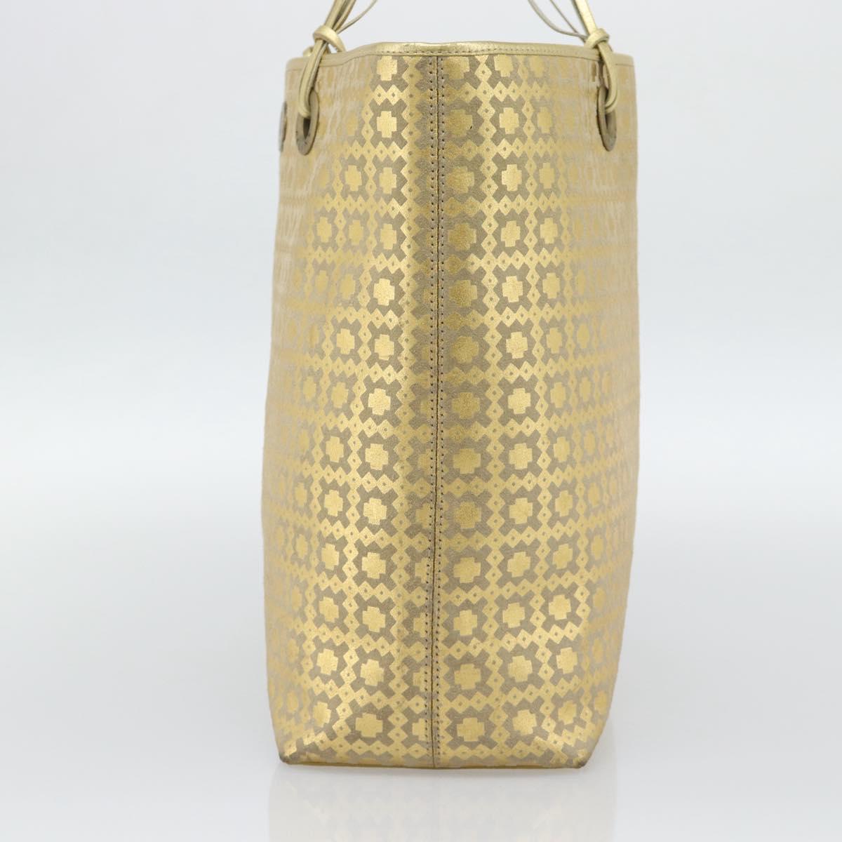CELINE Tote Bag Suede Gold Auth 192815A