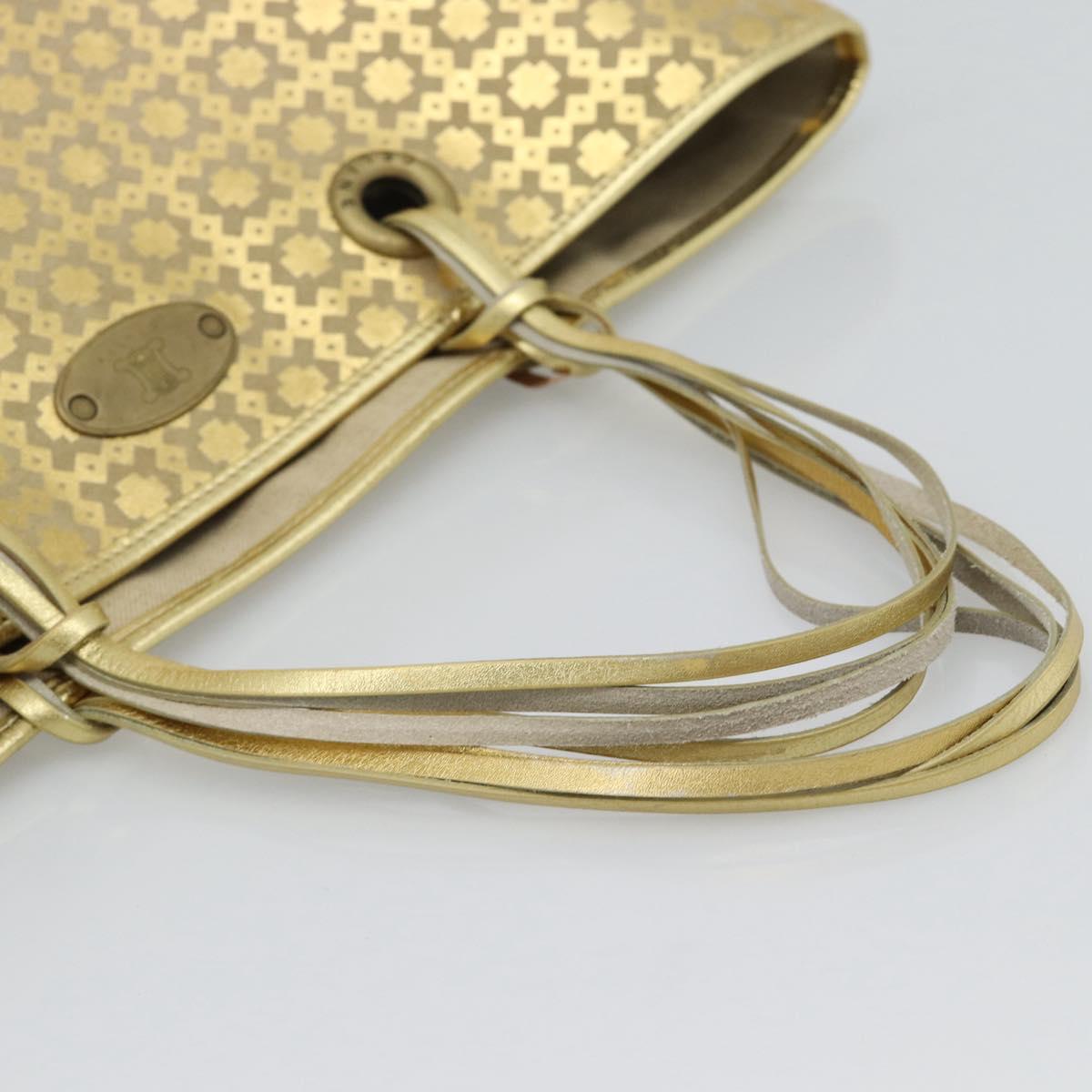 CELINE Tote Bag Suede Gold Auth 192815A