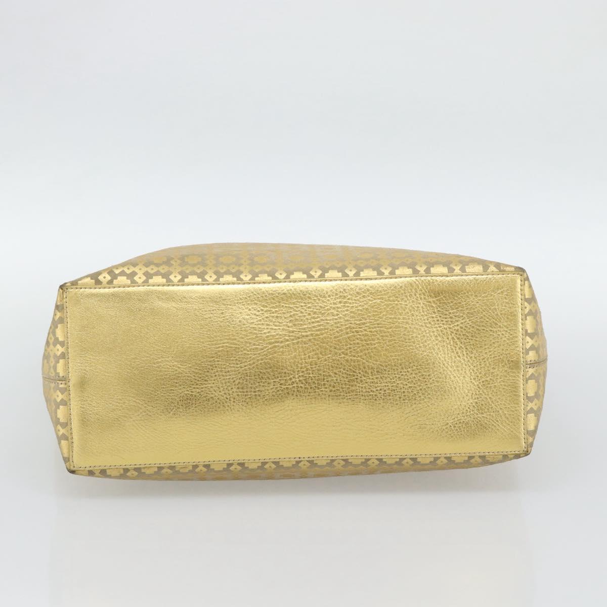 CELINE Tote Bag Suede Gold Auth 192815A