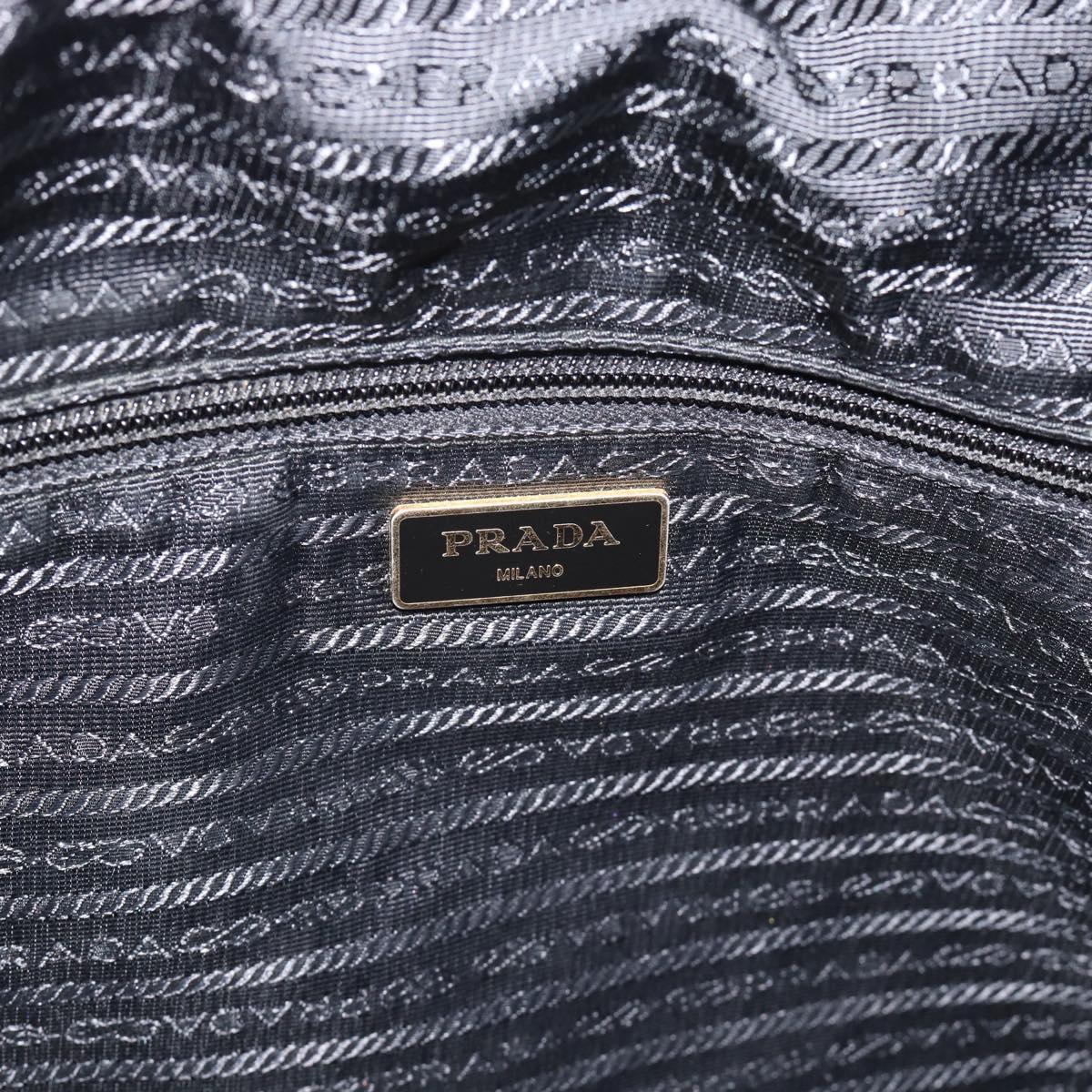 PRADA Tote Bag Nylon Navy Gold Tone Auth 192816A