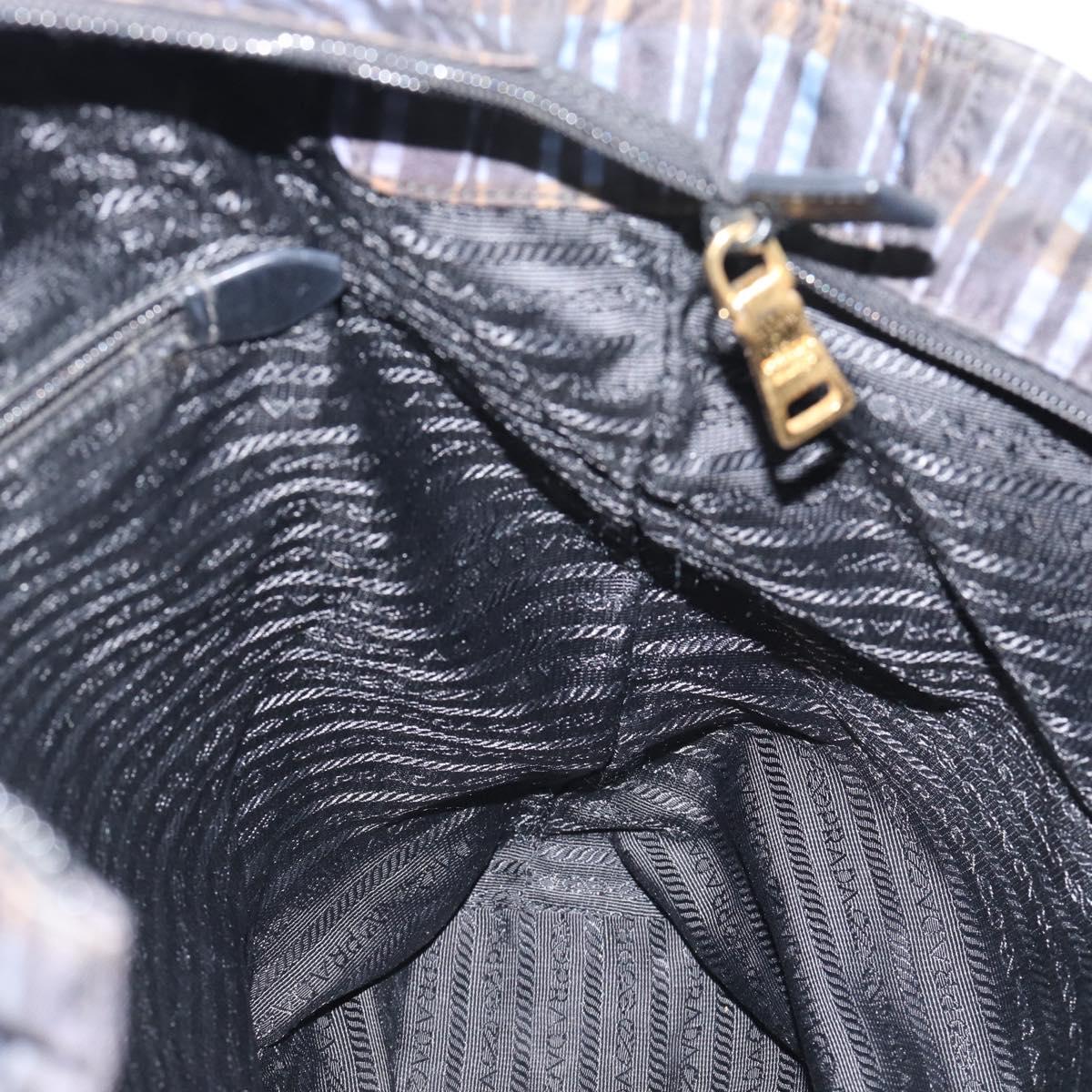 PRADA Tote Bag Nylon Navy Gold Tone Auth 192816A