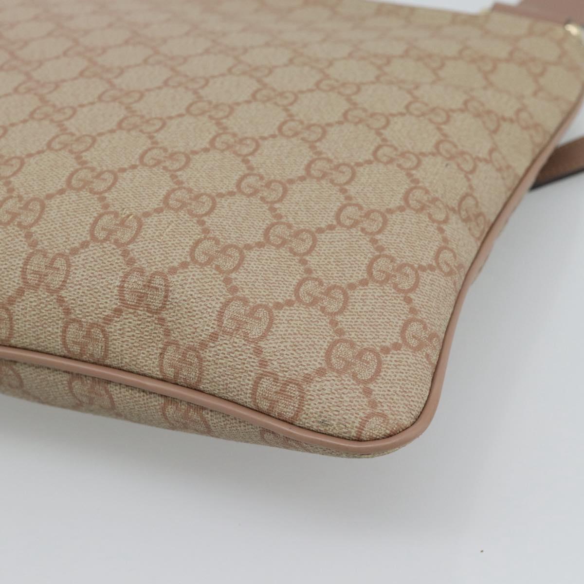 GUCCI GG Supreme Shoulder Bag PVC Leather Pink Gold Tone Auth 192818