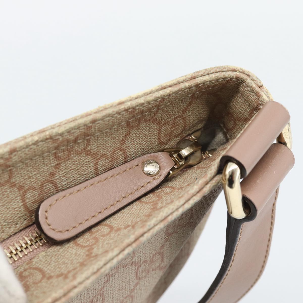 GUCCI GG Supreme Shoulder Bag PVC Leather Pink Gold Tone Auth 192818