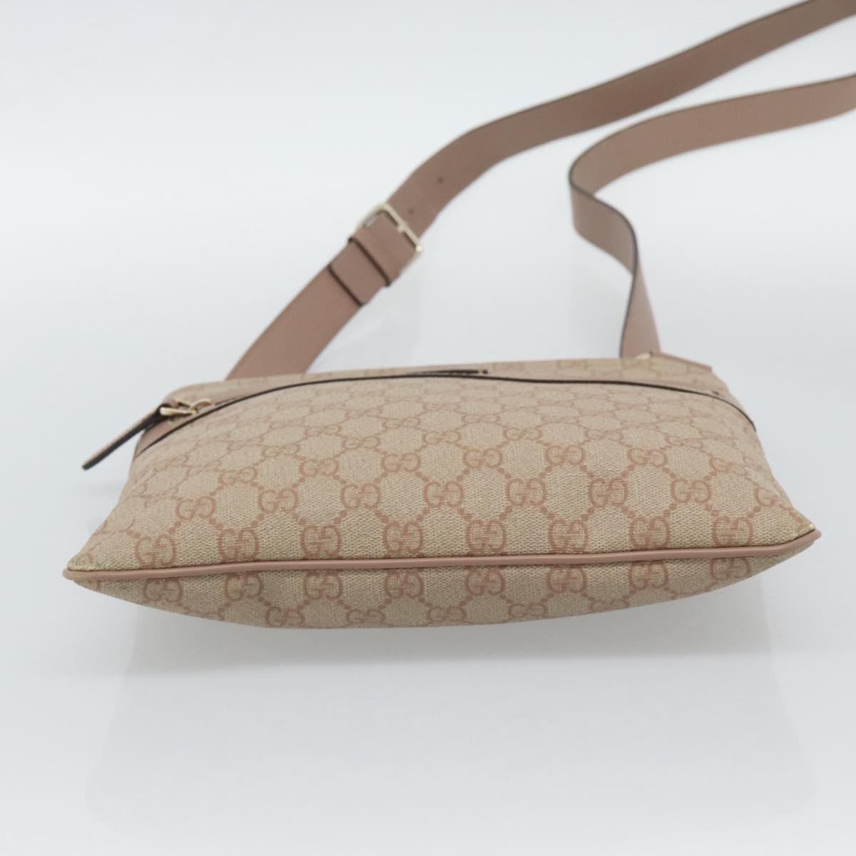 GUCCI GG Supreme Shoulder Bag PVC Leather Pink Gold Tone Auth 192818